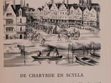 illustration of a drawing of a town with a horse drawn carriage in the foreground