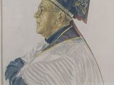 portrait of a man wearing a blue hat and a white shirt
