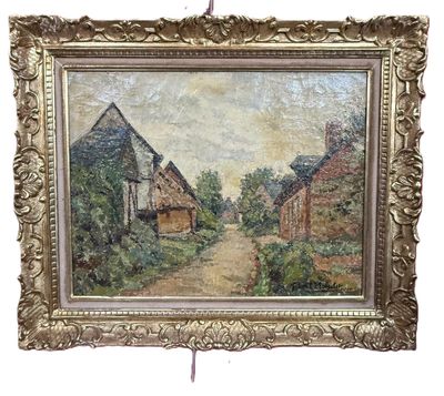 Gabriel MOISELET (1885-1961). Vue de la rue principale, à PO…