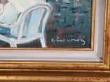 a painting of a woman sitting in a chair