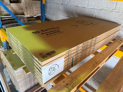 a stack of boxes sitting on a pallet in a warehouse
