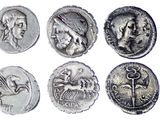 an image of a collection of ancient roman coins on a white background