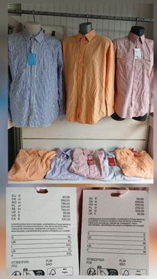 a lot of shirts hanging on a rack in the closet