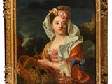 Portrait d'une dame tenant un panier de raisins