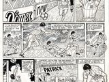 a black and white page of a comic strip with a cartoon of a man in a bathing suit