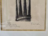 framed drawing of a statue of a hand holding a knife and fork