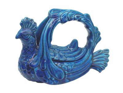 a blue bird with a ring on it ' s head