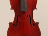 a close up of a violin with a bow on a white background