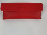 a red purse with the word guess written on it