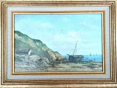 Ecole Française (XXè) "la maison du pêcheur", huile sur toil… - Photo 1