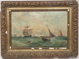 an image of a painting of sailboats in the ocean