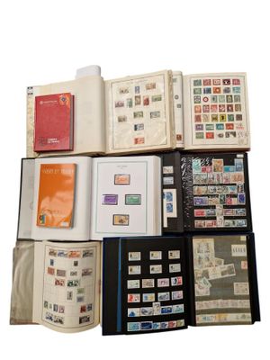 a lot of different types of stamps on this book