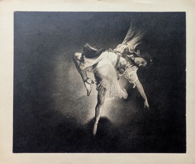 une vieille photo en noir et blanc représentant deux danseurs en plein saut