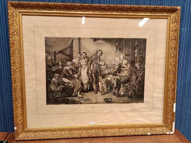 École du XIXe d'après GREUZE « L'Accordée du village ». Gravure. 