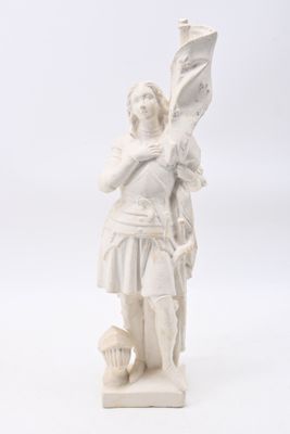 statue of a woman holding a flag on a white background