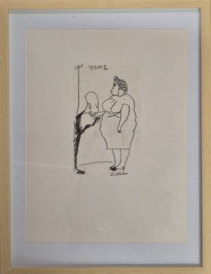 une image représentant le dessin d'une femme debout à côté d'un homme