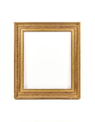 an old gold picture frame on a white background