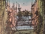 an image of a picture of a drawing of a man and a woman walking through a gate