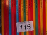 a stack of children ' s books on a shelf with a price tag