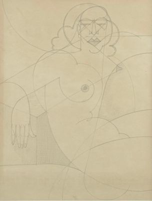 an image of a drawing of a woman with a large breast