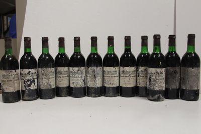 six bottles of wine are lined up in a row on a table