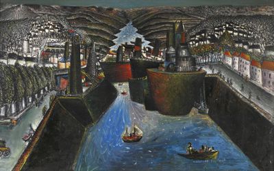 CAILLAUD Aristide, 1902-1990, Le port, huile sur toile (peti…