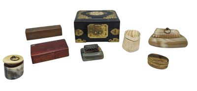 many different items that are sitting on a white surface