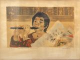 a picture of a painting of a woman playing a flute