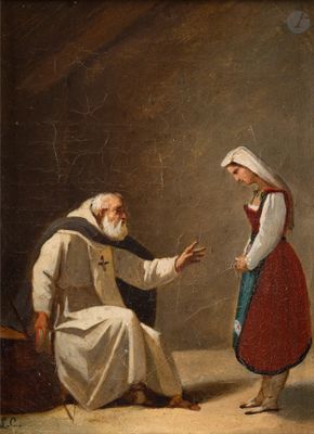 une image représentant un tableau dans lequel un homme et une femme sont en train de discuter