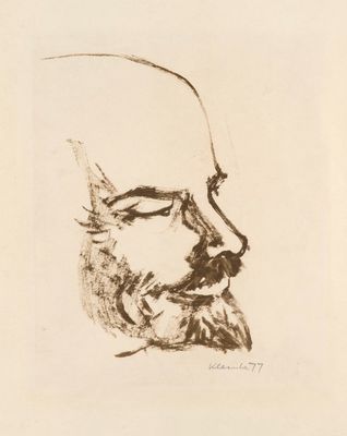 une image représentant le dessin du visage d'un homme barbu