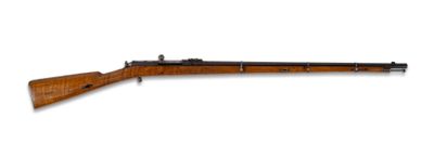 un fusil avec un canon en bois sur fond blanc