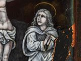 an image of a painting of jesus on the cross and a man on the cross