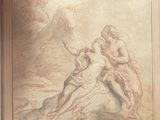 une image représentant un dessin d'un homme et d'une femme assis sur un rocher