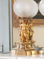 PAIRE DE LAMPES à pétrole en bronze ciselé et doré à décor d… (photo 2)
