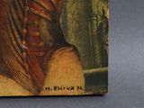 an old book with a picture of a woman in a corset