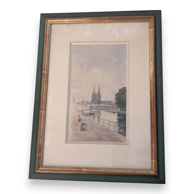Marcel JACQUIER (1877-1957) Quimper, les quais de l'Odet, 19…