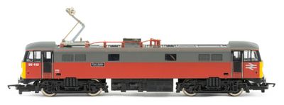 a red and gray train on the tracks on a white background