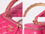 chanel pink quilted leather handbag with gold hardware