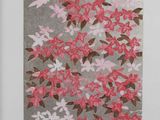 painting of pink and brown flowers in a white frame