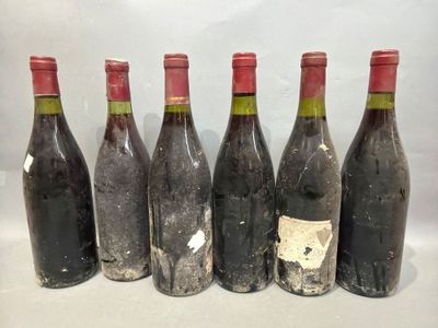 six bouteilles de vin sont alignées sur une table