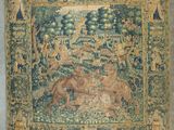 une image représentant une tapisserie avec des animaux dans une forêt