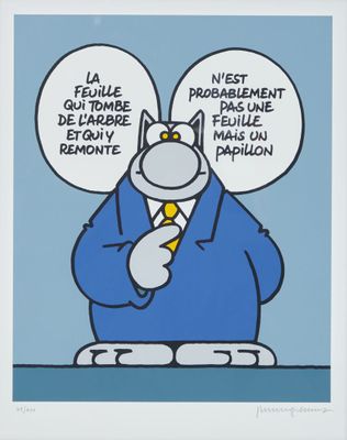 une image représentant un chat de bande dessinée portant un costume et une cravate
