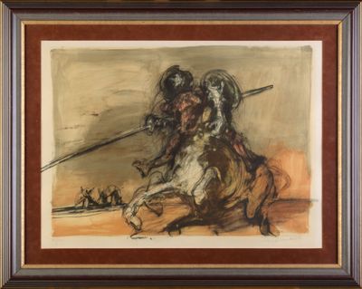 an image of a painting of a man on a horse holding a sword
