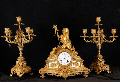 Garniture française complète en bronze doré au mercure de st…