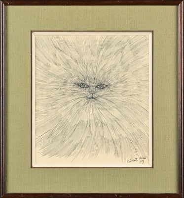 une image représentant le dessin du visage d'un chat dans un cadre