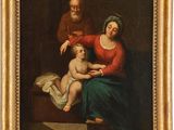 un vieux tableau représentant une femme et un homme avec un bébé
