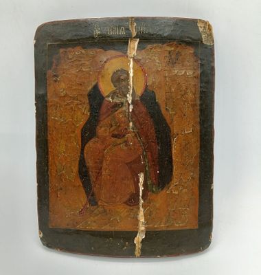 Icône en bois peinte de Saint-Élie - Photo 1