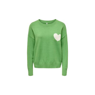 ONLY - Pull en maille verte motif cœur - Taille L - Neuf ave…