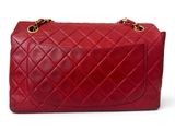 chanel red quilted leather shoulder bag with gold hardware