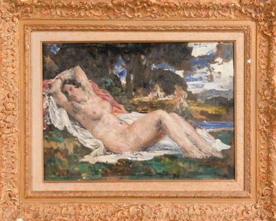 une image représentant un tableau d'une femme nue allongée sur une serviette